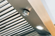 TrueFlame 36" Vent Hood with 1,000 CFM Motor and Mounting Bracket TF-VH36-2 - close-up of underside with light and baffle filters