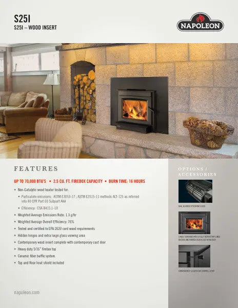 Napoleon S25I Wood Fireplace Insert Napoleon Hearth