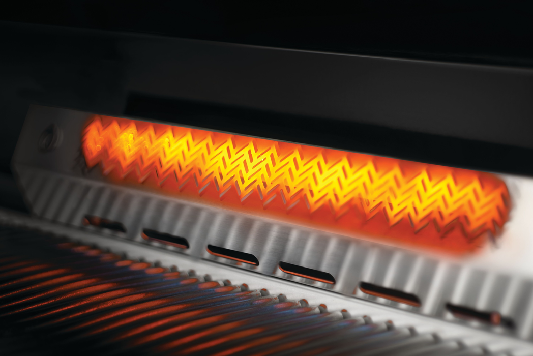 Napoleon 700 Series 44 RB Built-in Gas Grill - close-up of the infrared rear burner glowing