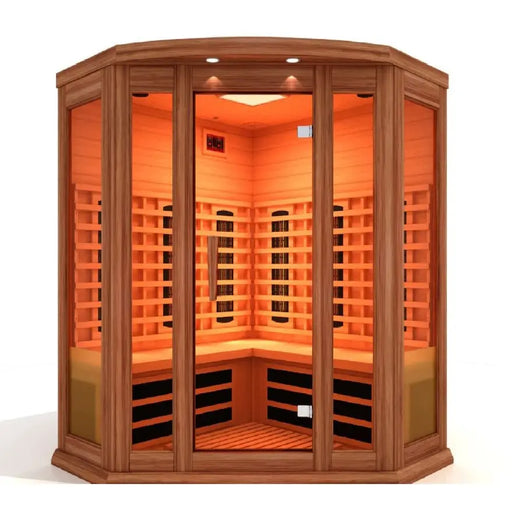 Maxxus 3 Person Corner Infrared Sauna Golden Design Saunas