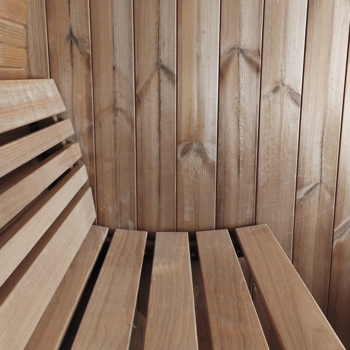 SaunaLife E7 barrel sauna - bench close-up