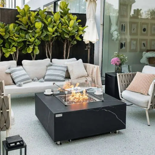 Elementi Plus Sofia 40" Marble Porcelain Fire Table - Bulgaria Black Elementi Plus