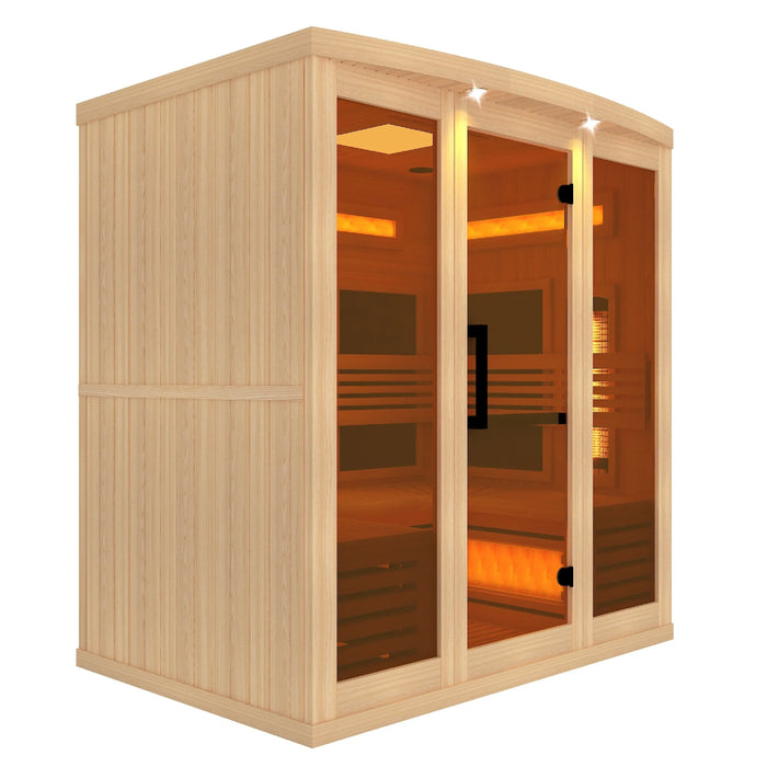 Golden Designs "Reserve Edition" 6-Person Full Spectrum PureTech™ Near Zero EMF FAR Infrared Sauna with Himalayan Salt Bar & Canadian Hemlock | GDI-8260-01 Golden Design Saunas