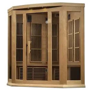 Maxxus 3 Person Corner Unit Near Zero EMF Infrared Sauna - Canadian Hemlock Maxxus