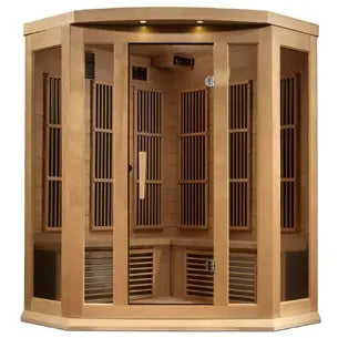 Maxxus 3 Person Corner Unit Near Zero EMF Infrared Sauna - Canadian Hemlock Maxxus