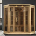 Maxxus 3 Person Corner Unit Near Zero EMF Infrared Sauna - Canadian Hemlock Maxxus