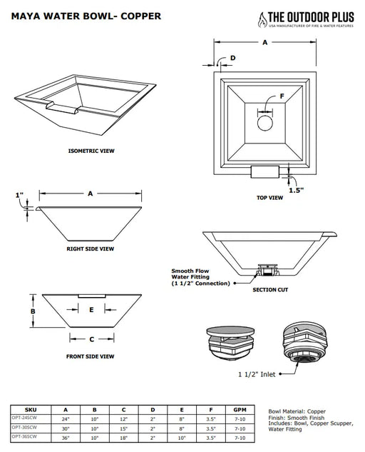 The Outdoor Plus Maya Copper Water Bowl + Free Cover The Outdoor Plus