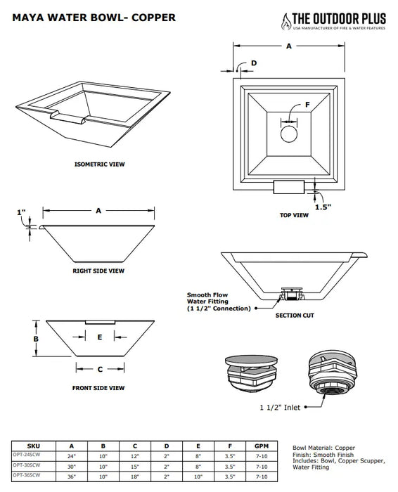 The Outdoor Plus Maya Copper Water Bowl + Free Cover The Outdoor Plus