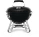 Napoleon 14" Portable Charcoal Kettle Grill - front view with the lid on, black with chrome legs