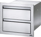 Napoleon 18" Stainless Steel Triple/Double/Single Drawer - double drawer, angled view