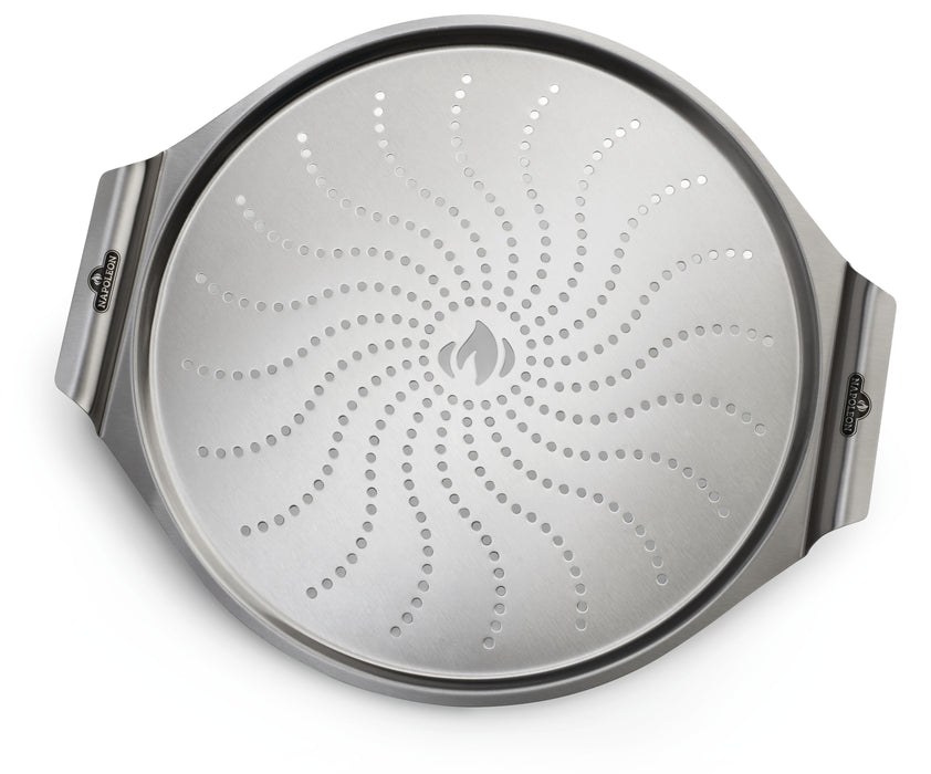 Napoleon 56066 14"(35.5cm) Stainless Steel Pizza Pan - perforated round pizza pan with handles