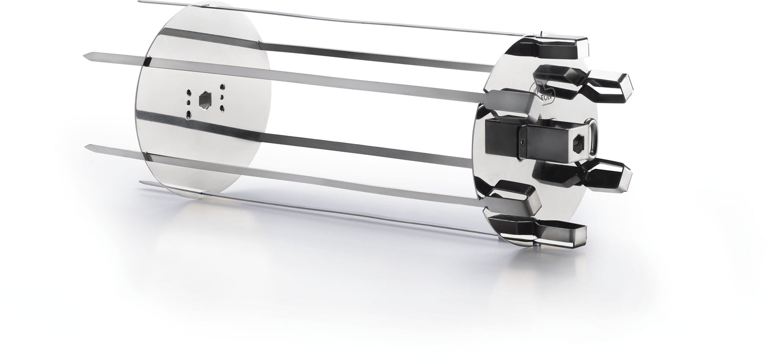 Napoleon 64008 Rotisserie Shish-Kebab Skewer Set - stainless steel skewer set on its end plates