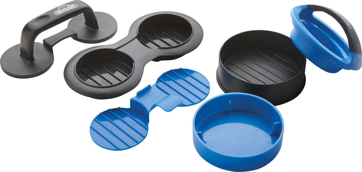 Napoleon 70060 Gourmet Burger Press Kit - burger press parts in black and blue