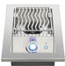 Napoleon Built-in 700 Series 10" Single Range Drop-In Burner with Stainless Steel Cover - top view with the burner off and a blue-lit knob