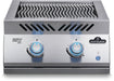 Napoleon Built-in 700 Series 18" Dual Infrared Burner with Stainless Steel Cover - front view with two blue-lit knobs