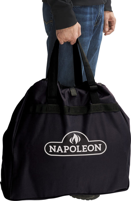 Napoleon Travel Bag for TravelQ 285 Series - black carry bag with Napoleon logo held by a person