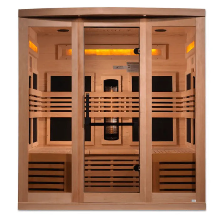 Golden Designs "Reserve Edition" 6-Person Full Spectrum PureTech™ Near Zero EMF FAR Infrared Sauna with Himalayan Salt Bar & Canadian Hemlock | GDI-8260-01 Golden Design Saunas