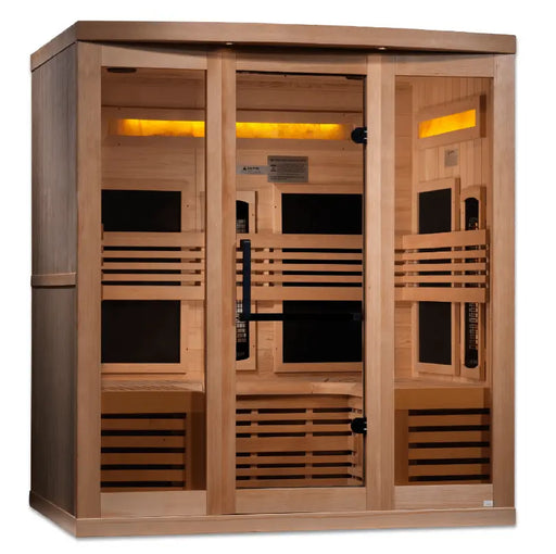 Golden Designs "Reserve Edition" 6-Person Full Spectrum PureTech™ Near Zero EMF FAR Infrared Sauna with Himalayan Salt Bar & Canadian Hemlock | GDI-8260-01 Golden Design Saunas
