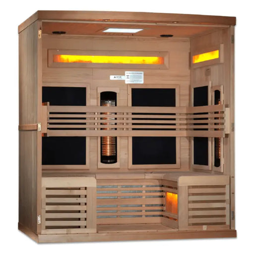 Golden Designs "Reserve Edition" 6-Person Full Spectrum PureTech™ Near Zero EMF FAR Infrared Sauna with Himalayan Salt Bar & Canadian Hemlock | GDI-8260-01 Golden Design Saunas
