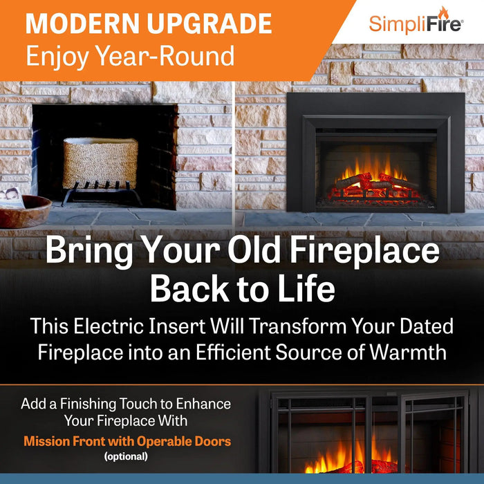 SimpliFire 35" Traditional Built-In Electric Fireplace Insert SimpliFire