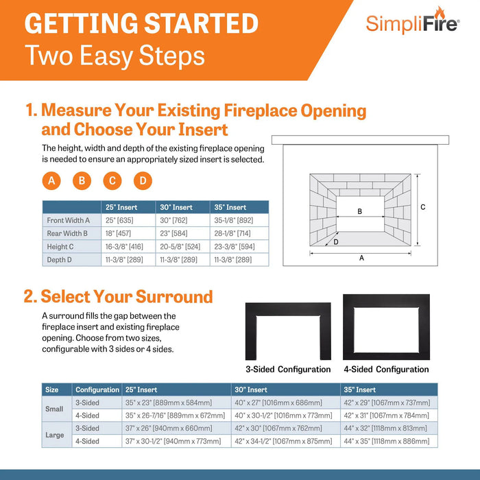 SimpliFire 35" Traditional Built-In Electric Fireplace Insert SimpliFire