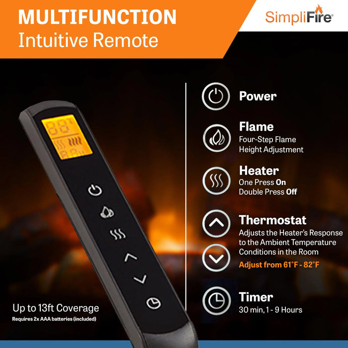 SimpliFire 36" Traditional Built-In Electric Fireplace SimpliFire