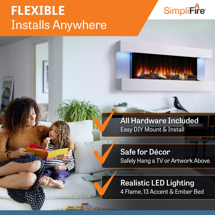 SimpliFire Format 36" Wall Mounted Linear Electric Fireplace SimpliFire