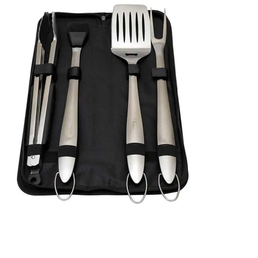 AOG 4-Piece Tool Kit (tongs, basting brush, spatula, & meat fork in nylon case) - TK-1 American Outdoor Grill