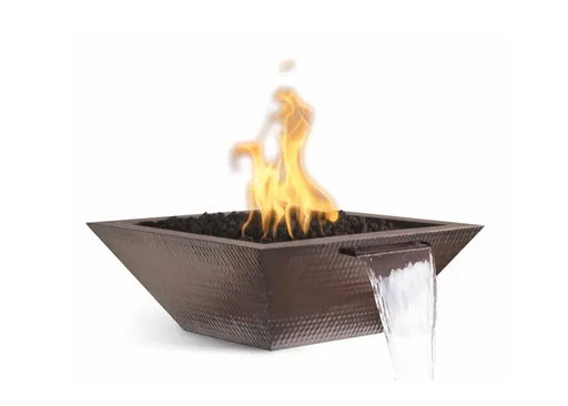 The Outdoor Plus Maya Hammered Copper Square Gas Fire & Water Bowl