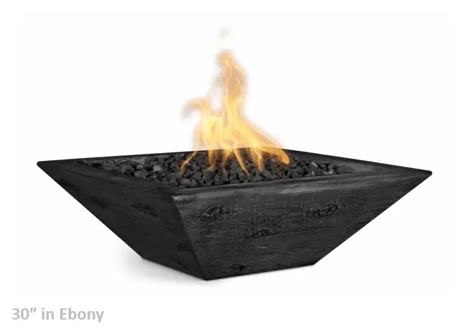 The Outdoor Plus Maya Wood Grain Square Gas Fire Bowl – Liquid Propane