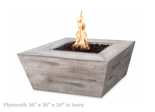The Outdoor Plus Plymouth Square Wood Grain Concrete Fire Pit + Free Cover The Outdoor Plus