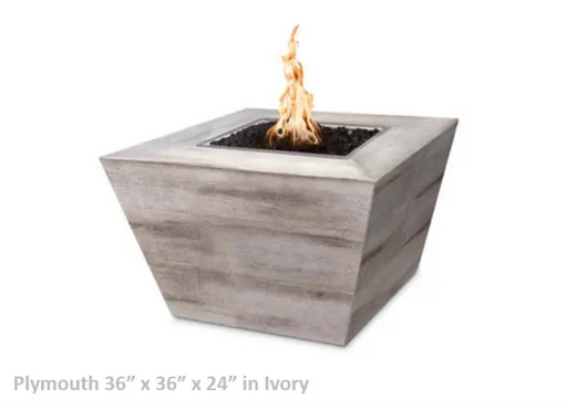 The Outdoor Plus Plymouth Square Wood Grain Concrete Fire Pit + Free Cover The Outdoor Plus