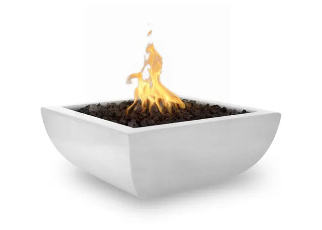 The Outdoor Plus Avalon GFRC Concrete Square Gas Fire Bowl – Liquid Propane