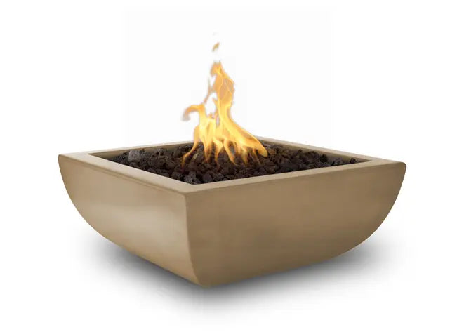 The Outdoor Plus Avalon GFRC Concrete Square Gas Fire Bowl – Liquid Propane