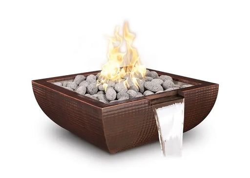 The Outdoor Plus Avalon Hammered Copper Square Gas Fire & Water Bowl