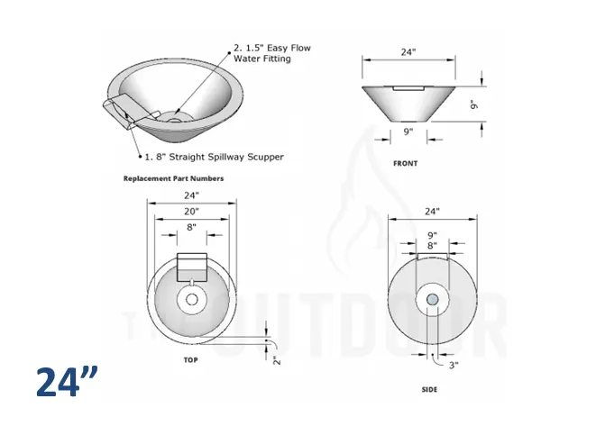 The Outdoor Plus Cazo GFRC Concrete Round Planter & Water Bowl