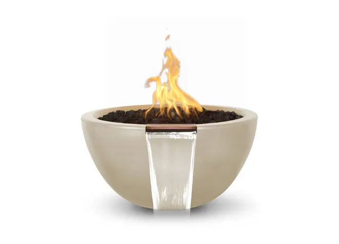 The Outdoor Plus Luna GFRC Concrete Round Gas Fire & Water Bowl – Liquid Propane