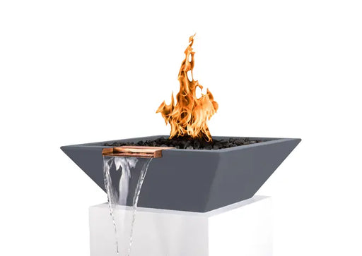 The Outdoor Plus Maya GFRC Concrete Square Gas Fire & Water Bowl – Liquid Propane