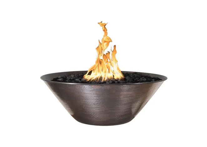 The Outdoor Plus Remi 31-inch Hammered Copper Round Gas Fire Bowl