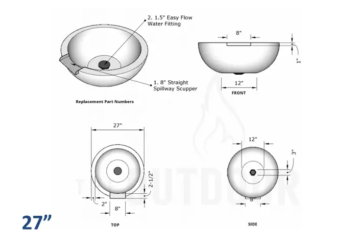 The Outdoor Plus Sedona Concrete Water Bowl + Free Cover The Outdoor Plus