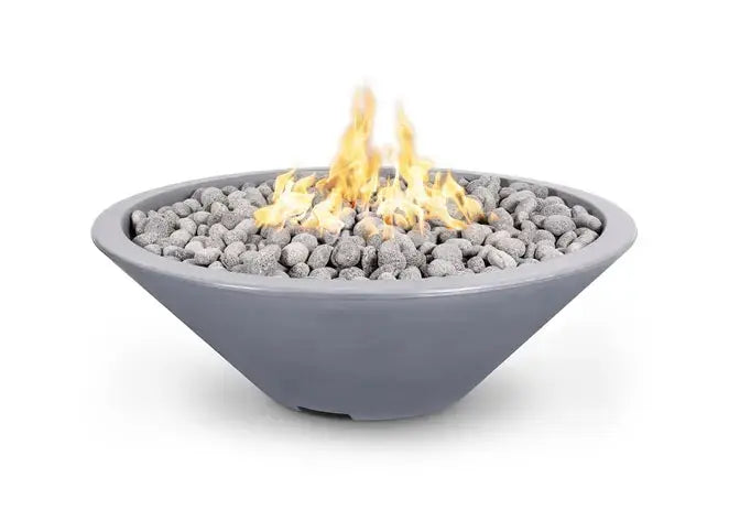 Durable Cazo fire pit with stainless steel burner and lava rocks.