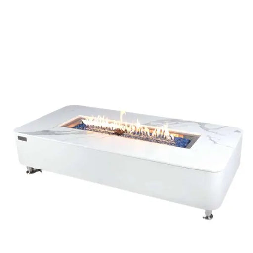 Elementi Plus Athens 62" Marble Porcelain Top Fire Table - Bianco White Elementi Plus