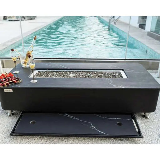 Elementi Plus Valencia 62" Marble Porcelain Top Fire Table - Bulgaria Black Elementi Plus