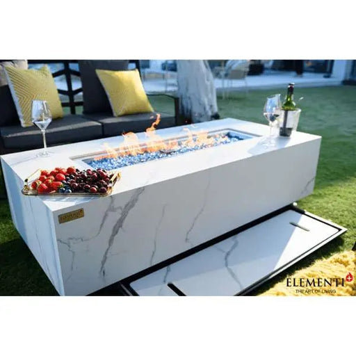 Elementi Plus Carrara 60" Marble Porcelain Fire Table - Bianco White Elementi Plus