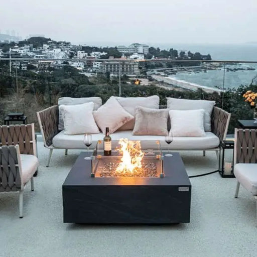 Elementi Plus Roraima 40" Sandstone Fire Table - Slate Black Elementi Plus