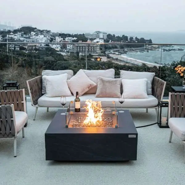 Elementi Plus Roraima 40" Sandstone Fire Table - Slate Black Elementi Plus