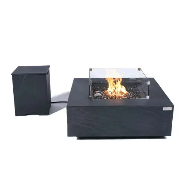 Elementi Plus Roraima 40" Sandstone Fire Table - Slate Black Elementi Plus