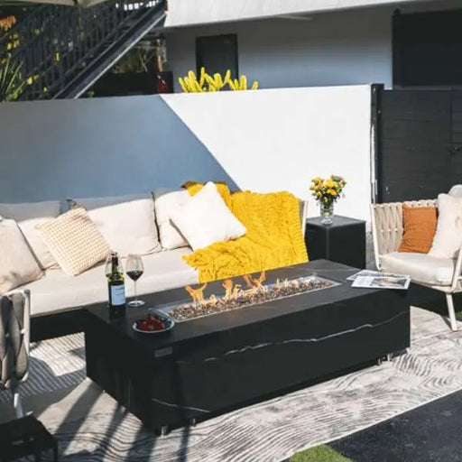 Elementi Plus Varna 60" Marble Porcelain Fire Table - Bulgaria Black Elementi Plus