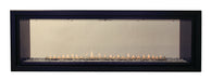 Empire Boulevard 60" Vent Free See-Through Gas Fireplace, front view with flames on