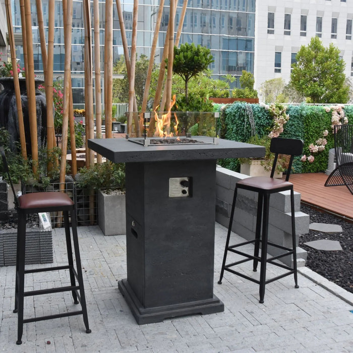 Elementi Montreal 34 in. x 34 in. Square Concrete Liquid Propane Fire Pit OFG221 Elementi